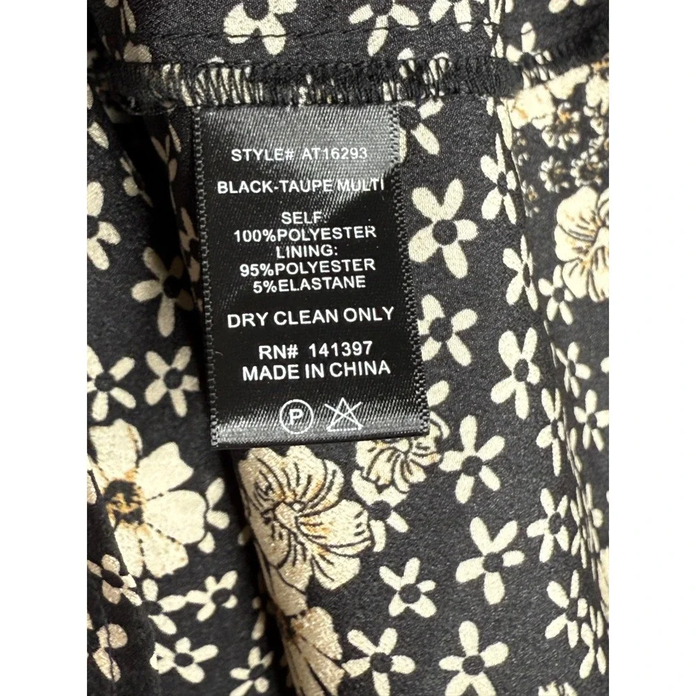 ASTR Multi Floral Black Taupe Balloon Puff Sleeve Top Deep V Whimsygoth Sz Small